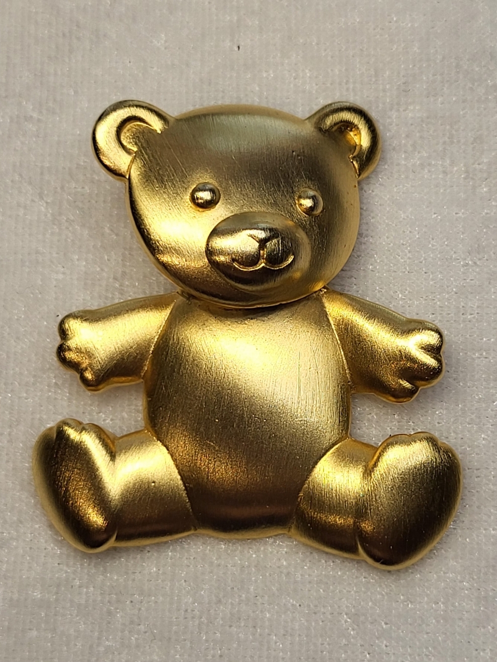Vintage "JJ" (Jonette Jewelry) Gold-tone Articulated Teddy Bear Brooch / Pin